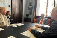 Sen. Jim Risch, Idaho with Rich Kearsley, Col USAF Ret, Southeast Idaho chapter, April Vogel, Admiral Foggo