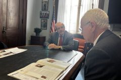 Sen. Jim Risch, Idaho with Rich Kearsley, Col USAF Ret, Southeast Idaho chapter, April Vogel, Admiral Foggo